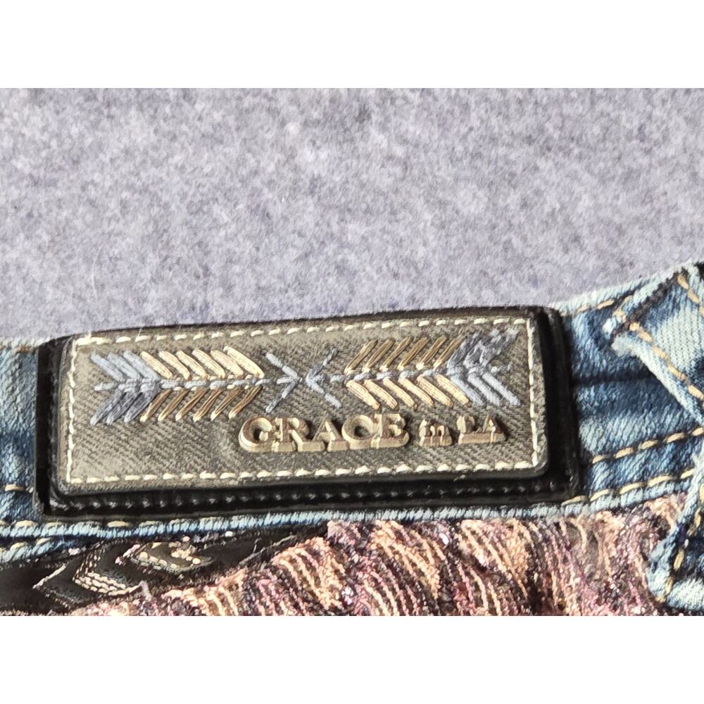 Grace In L.A. Women's Jeans Embellished Stretch Size 28 Low Rise Measures 30x30 - Picture 15 of 16